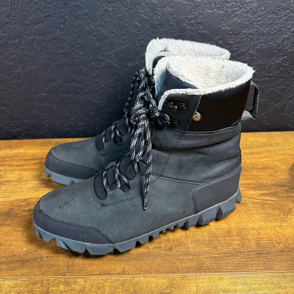 Bogs Arcata Ltr Tall 72843-001 Black Leather Waterproof Winter Boots Womens 7.5
